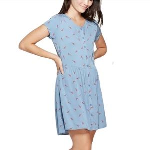 David Bowie Dress by Junkfood  Lightning Sz XS Extra Small Blue Tie Back Waist